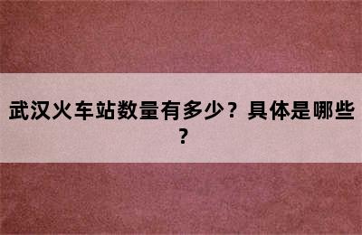 武汉火车站数量有多少？具体是哪些？