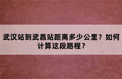 武汉站到武昌站距离多少公里？如何计算这段路程？