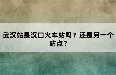 武汉站是汉口火车站吗？还是另一个站点？