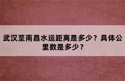 武汉至南昌水运距离是多少？具体公里数是多少？