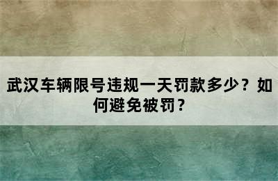 武汉车辆限号违规一天罚款多少？如何避免被罚？