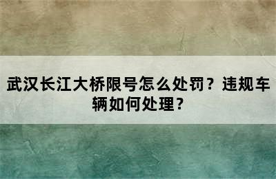 武汉长江大桥限号怎么处罚？违规车辆如何处理？