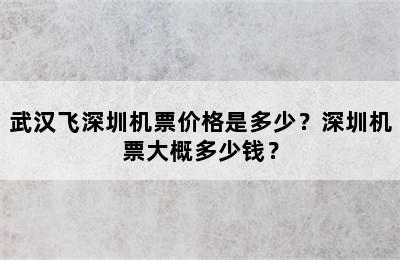 武汉飞深圳机票价格是多少？深圳机票大概多少钱？