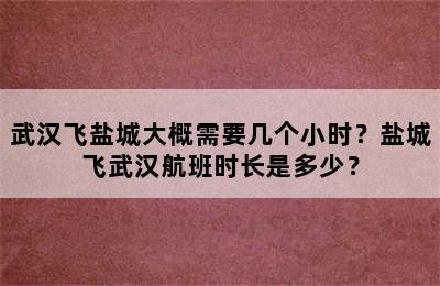 武汉飞盐城大概需要几个小时？盐城飞武汉航班时长是多少？