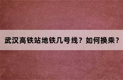 武汉高铁站地铁几号线？如何换乘？