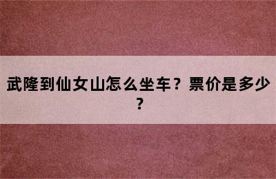 武隆到仙女山怎么坐车？票价是多少？