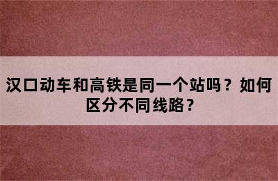 汉口动车和高铁是同一个站吗？如何区分不同线路？