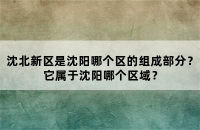 沈北新区是沈阳哪个区的组成部分？它属于沈阳哪个区域？