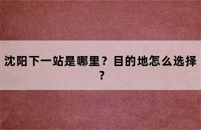 沈阳下一站是哪里？目的地怎么选择？