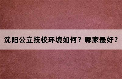 沈阳公立技校环境如何？哪家最好？