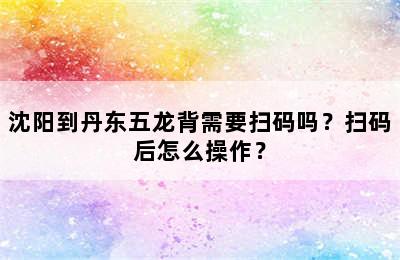 沈阳到丹东五龙背需要扫码吗？扫码后怎么操作？