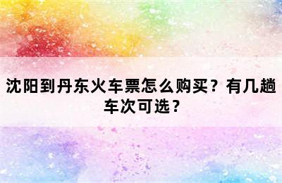沈阳到丹东火车票怎么购买？有几趟车次可选？