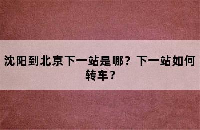 沈阳到北京下一站是哪？下一站如何转车？