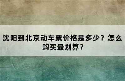 沈阳到北京动车票价格是多少？怎么购买最划算？