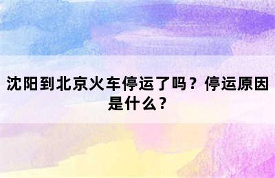 沈阳到北京火车停运了吗？停运原因是什么？