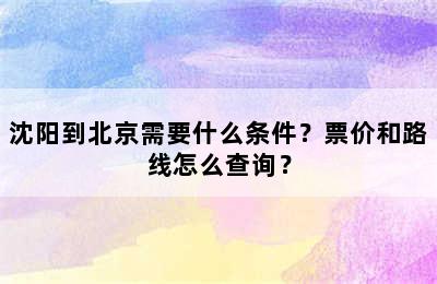 沈阳到北京需要什么条件？票价和路线怎么查询？