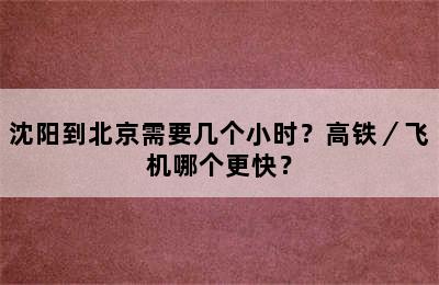 沈阳到北京需要几个小时？高铁／飞机哪个更快？