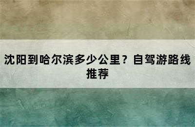 沈阳到哈尔滨多少公里？自驾游路线推荐