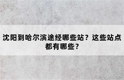 沈阳到哈尔滨途经哪些站？这些站点都有哪些？