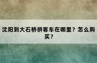 沈阳到大石桥拼客车在哪里？怎么购买？