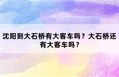 沈阳到大石桥有大客车吗？大石桥还有大客车吗？
