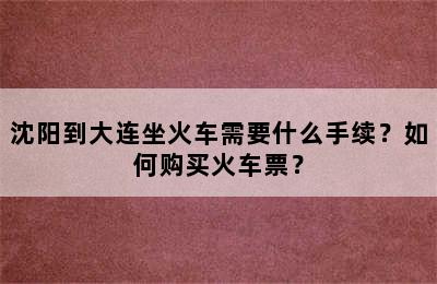 沈阳到大连坐火车需要什么手续？如何购买火车票？
