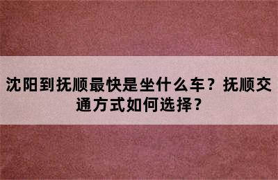 沈阳到抚顺最快是坐什么车？抚顺交通方式如何选择？