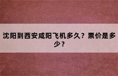 沈阳到西安咸阳飞机多久？票价是多少？