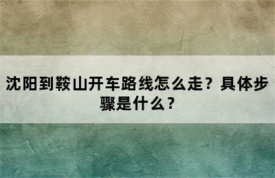 沈阳到鞍山开车路线怎么走？具体步骤是什么？