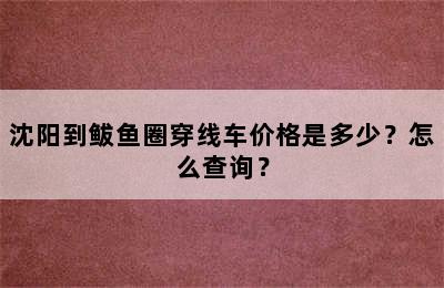 沈阳到鲅鱼圈穿线车价格是多少？怎么查询？