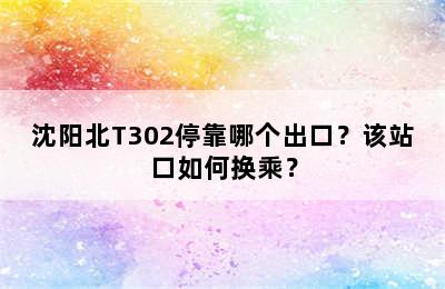 沈阳北T302停靠哪个出口？该站口如何换乘？