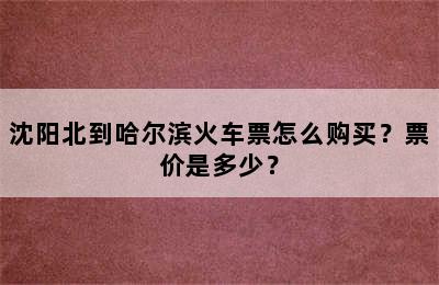 沈阳北到哈尔滨火车票怎么购买？票价是多少？
