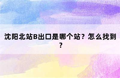 沈阳北站B出口是哪个站？怎么找到？