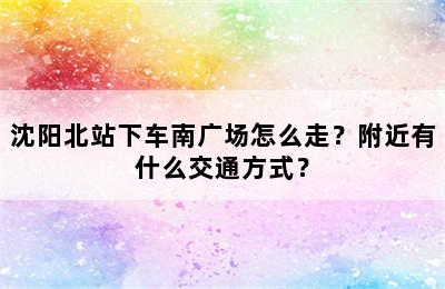 沈阳北站下车南广场怎么走？附近有什么交通方式？