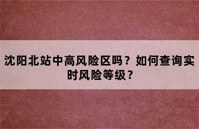 沈阳北站中高风险区吗？如何查询实时风险等级？