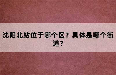 沈阳北站位于哪个区？具体是哪个街道？