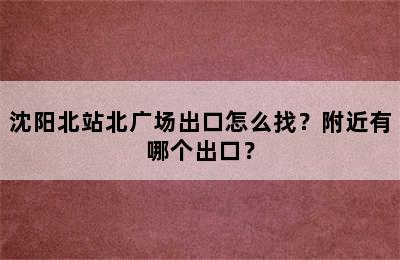 沈阳北站北广场出口怎么找？附近有哪个出口？