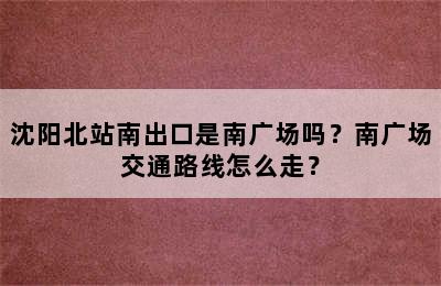 沈阳北站南出口是南广场吗？南广场交通路线怎么走？