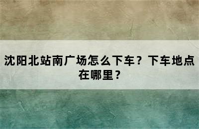 沈阳北站南广场怎么下车？下车地点在哪里？