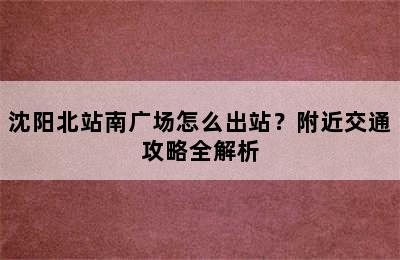 沈阳北站南广场怎么出站？附近交通攻略全解析
