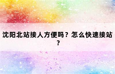沈阳北站接人方便吗？怎么快速接站？