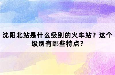 沈阳北站是什么级别的火车站？这个级别有哪些特点？
