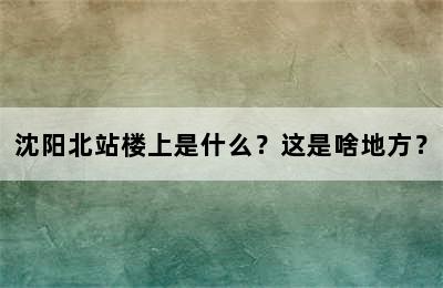 沈阳北站楼上是什么？这是啥地方？