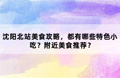 沈阳北站美食攻略，都有哪些特色小吃？附近美食推荐？