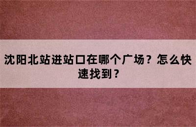 沈阳北站进站口在哪个广场？怎么快速找到？