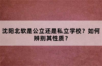 沈阳北软是公立还是私立学校？如何辨别其性质？