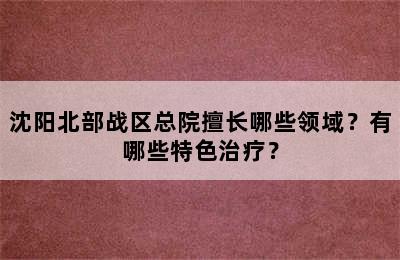 沈阳北部战区总院擅长哪些领域？有哪些特色治疗？