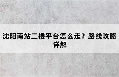 沈阳南站二楼平台怎么走？路线攻略详解