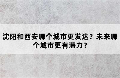 沈阳和西安哪个城市更发达？未来哪个城市更有潜力？