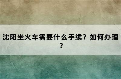 沈阳坐火车需要什么手续？如何办理？